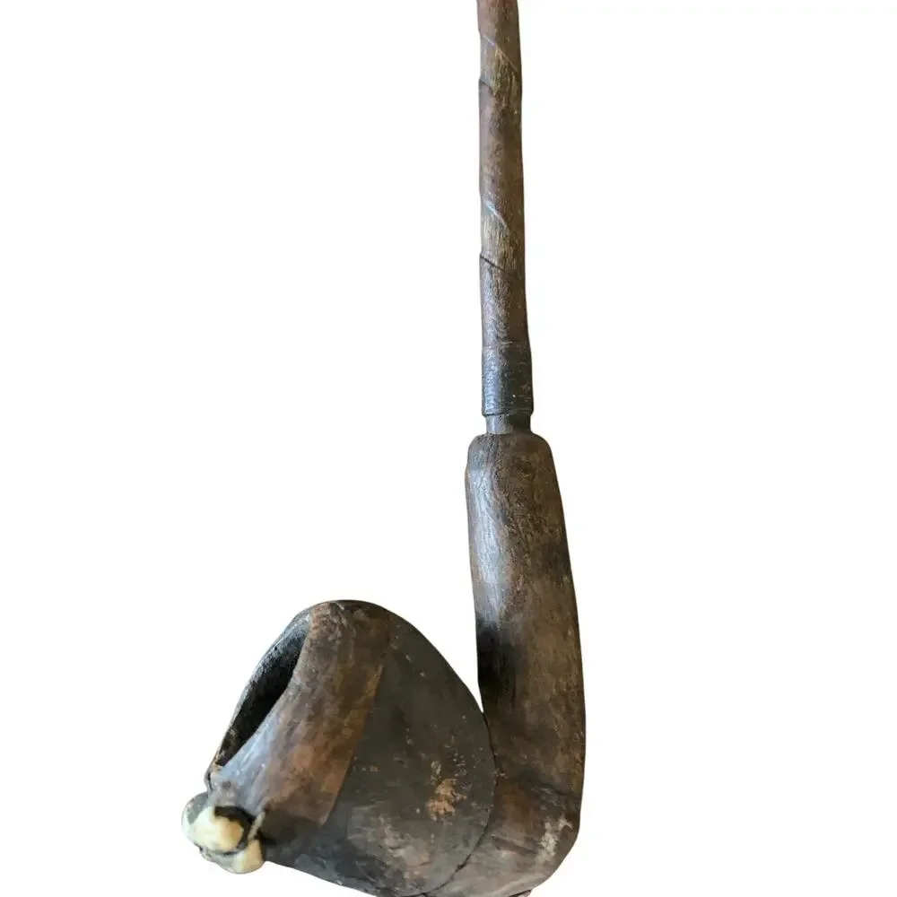 Hand Carved Wood Tobacco Pipe Vintage Long 16 inch Rustic Folk Art‎ Display